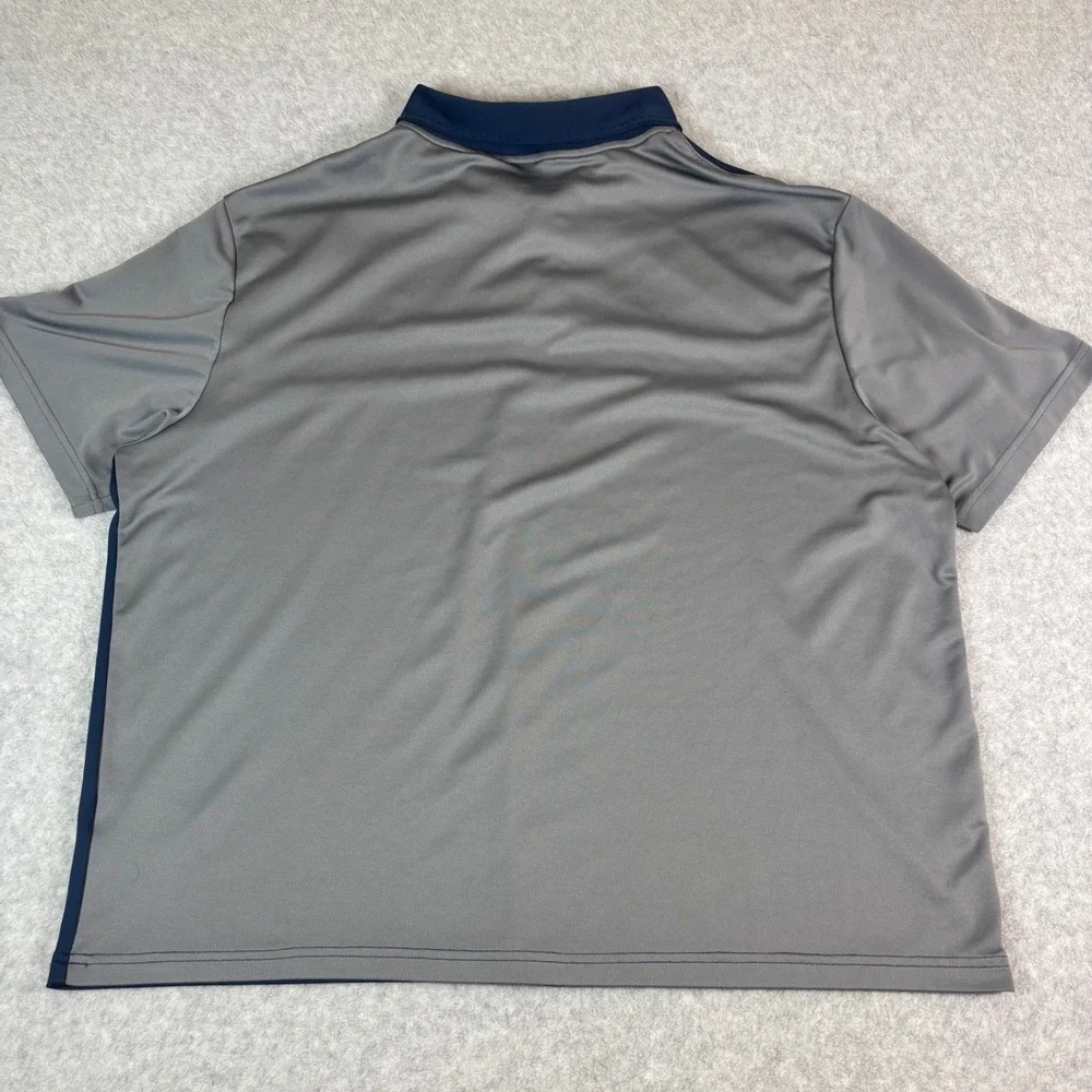 Adidas Mens 2XB Performance‎ Polo Shirt Navy Blue Grey Colorblock Short Sleeve